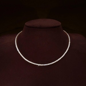 Collier Tennis en Diamant Moissanite Taille Ronde Édition Limitée avec Chaîne en Argent 925, Collier de Mariage pour Femme, Luxe et Tendance - Product Image 1