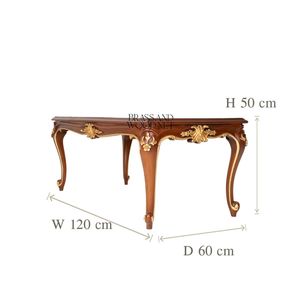 Table basse de luxe avec incrustations en laiton complexes et détails dorés élégants pour une décoration de salon classique - Product Image 3