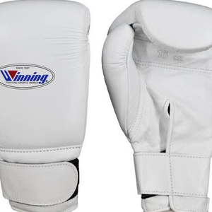 Gants de boxe professionnels en cuir blanc avec fermeture velcro au poignet, gants d'entraînement et de sparring pour hommes et femmes - Product Image 2