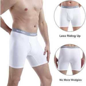 Men's Open <b>Fly</b> <b>Boxer</b> Briefs Knitted Cotton Underwear with High-Rise Tagless Regular Leg 4 Pack Anti-Bacterial Breathable - Product Image 4