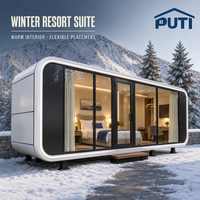 Serre de jardin Premium Apple Cabin 20 pieds, modèle Putian, préfabriquée moderne en verre panoramique pour projets hôteliers extérieurs, garantie 5 ans