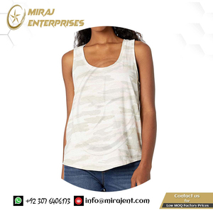 Camiseta sin mangas de camuflaje con cuello redondo y correa ancha para mujer, ropa de tela con estampado personalizado al por mayor a bajo precio - Product Image 2