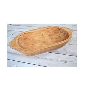Bol à pâte en bois naturel non fini |   Plateau ovale décoratif artisanal rustique en gros, grand bol de service en bois de style ferme - Product Image 1