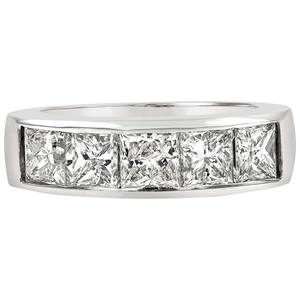 Anillo de Diamantes de Corte Princesa Cultivados en Laboratorio, con 5 Piedras, Diseño Personalizado, de Lujo, Platino, Invisible - Product Image 1