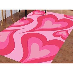 Alfombra Rosa con Corazones para Habitación de Niña: Alfombra Infantil Antideslizante, Alfombra Delgada No Tejida - Product Image 1