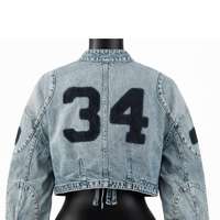 Veste en jean courte pour femme, nouvelle collection printemps-été-automne 2025, fermeture éclair, patchwork