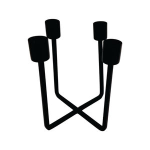 Home Decoration Iron 4 Arms <b>Candle</b> Stand Matt <b>Black</b> Colour <b>Candle</b> <b>Stick</b> Holder for Christmas Decoration - Product Image 1