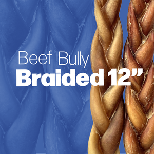 Friandises à mâcher pour chiens Bully Braided 12 pouces, en bœuf, déshydratées, jouets à mâcher pour animaux de compagnie - Product Image 1