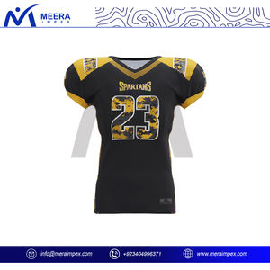 Maillot de football américain respirant de haute qualité à manches courtes, tissu 100 % polyester, impression par sublimation personnalisée, entraînements et matchs - Product Image 2