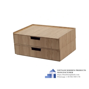 Boîte de rangement à thé en bois avec couvercle en verre et compartiments organisateurs, design classique pour sachets de thé et de café et biscuits, fabriquée au Vietnam - Product Image 2