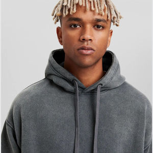 Sudadera con capucha de invierno de 400 Gsm de algodón pesado para hombre, Jersey lavado Vintage nuevo personalizado con ajuste cuadrado bordado y sin cuerda - Product Image 6