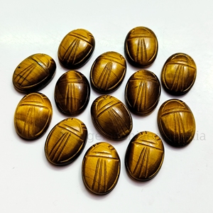 Piedra preciosa con forma de escarabajo de ojo de tigre, talla de escarabajo de ojo de tigre natural, cabujón de piedras preciosas talladas a mano, joyería egipcia 13x18mm - Product Image 2