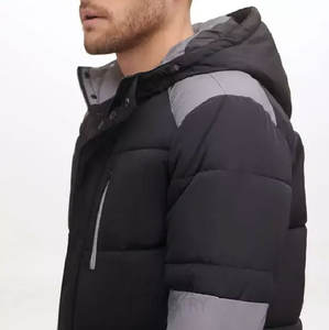 Veste matelassée personnalisée de haute qualité 2023 pour hommes, fermeture éclair, capuche, imperméable, coupe-vent, polyester/nylon, pour l'extérieur, hiver - Product Image 3