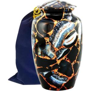 Urna de cremación grande hecha a mano con acabado de mármol Urna de cremación para adultos Urnas de cremación funerarias y conmemorativas para cenizas humanas - Product Image 2