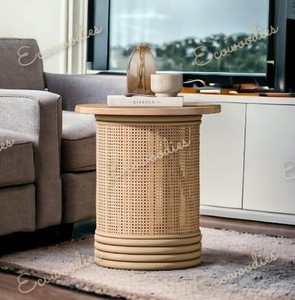 โต๊ะยืนข้างโต๊ะกาแฟทำจากไม้ไผ่สานทรงกลมเฟอร์นิเจอร์ห้องนั่งเล่นตามสั่งโต๊ะข้างสวนลานร้านอาหาร - Product Image 3