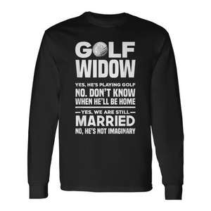 Camiseta de manga larga Golf Widow para esposa golfista, regalo divertido de golf - Product Image 1