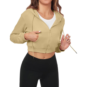 Sudaderas recortadas para mujer Algodón coreano Manga larga Cuello redondo Pullover Crop Tops Oversized Fit - Product Image 1