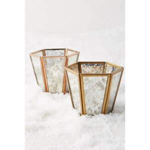 El último candelabro votivo de luz de té de latón y vidrio de mercurio para decoraciones navideñas - Product Image 4