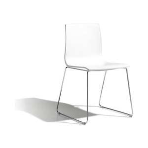 Stackable Technopolymer <b>Chair</b> with Chrome or Anthracite <b>Painted</b> Sled Base Metal Frame for Restaurant Cafe Hotel Made in Italy - Product Image 1