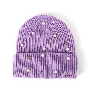 Gorro de Invierno Personalizado con Logotipo, Unisex, para Niñas y Mujeres, Elástico, de Color Sólido, de Algodón/Lana, Tejido, Transpirable, Impermeable, Informal - Product Image 1