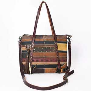 Autumn Collection Stylish Cowhide Leather Bohemian <b>Tote</b> <b>Bag</b> for Women Hand <b>Tooled</b> Carving Purse Tassel Flower Hot Selling <b>Bags</b> - Product Image 2