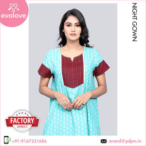 Optimum Quty 100% algodón Vestido de noche largo para mujer Bk Proveedor de venta ampliamente verde azul Color Logo Ropa de dormir Uso en el hogar Verano - Product Image 4