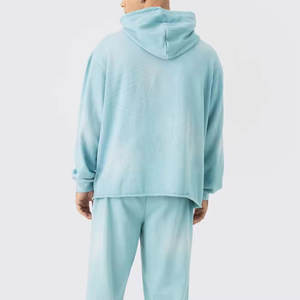 Vente en gros personnalisé 100% coton polaire haute qualité vierge unisexe surdimensionné à capuche et pantalon de jogging ensemble survêtement évasé pour hommes - Product Image 5
