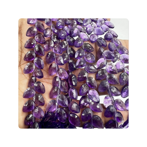 Alta calidad 8 pulgadas Natural púrpura amatista facetada Briolette pera gotas al por mayor tamaño a granel 6-7mm patrón de fabricación de joyas - Product Image 1
