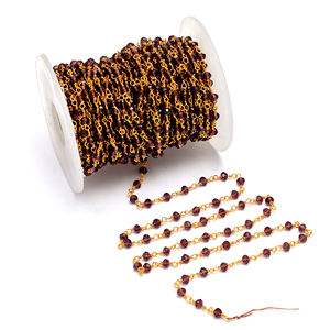 เครื่องประดับโกเมนสีแดงที่ทันสมัยทำด้วยมือลูกปัดสายลูกประคำชุบทองลวดห่อทรงกลมเครื่องประดับงานฝีมือ2มม. - Product Image 6