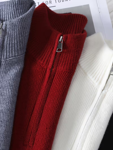 Suéter Vintage de Cuello Alto para Hombre, Suéter Grueso y Cálido de Invierno con Cierre de Cremallera Completa y Manga Larga a Rayas, Precio Bajo MOQ - Product Image 4