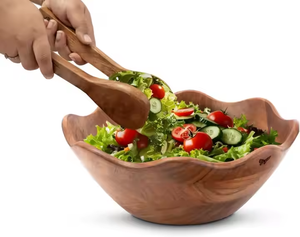 ชามสลัดไม้ไผ่ธรรมชาติโบราณเป็นมิตรกับสิ่งแวดล้อมเทคนิคขัดมันสำหรับงานปาร์ตี้ขายส่งด้วยงานฝีมือเสี้ยว - Product Image 4