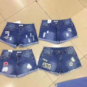 Shorts en jean décontractés en coton imprimé personnalisé, écologiques, déchirés, pour femmes, longueur genoux - Product Image 4