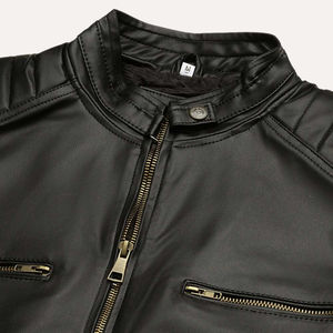 Veste de motard en cuir pour hommes de haute qualité col montant avant vente en gros vêtements de rue d'hiver fermeture éclair Styles OEM/ODM Service personnalisé - Product Image 6