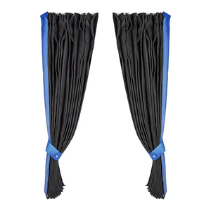Rideaux de camion de luxe pour pare-brise avant noir et bleu - Product Image 1