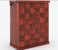 Meuble de bar moderne en bois d'acacia massif, durable, pliable et extensible, avec étagères réglables pour le rangement du vin