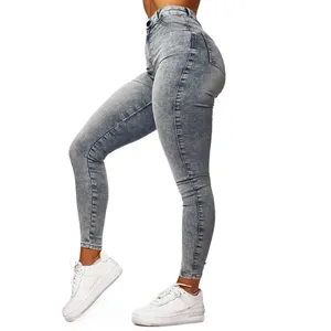 2023 New Design Custom High <b>Waisted</b> Straight Jeans Women Slim Stretch Jeans Womens Wholesale ODM - Product Image 6