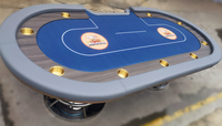 Table de Poker de Luxe Moderne Personnalisée 10 Joueurs 2.4m Tables de Casino Professionnelles de Blackjack Texas Hold'em avec Lumières LED et Chaises