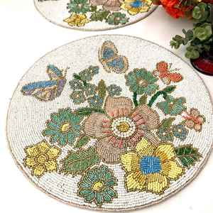 Handmade Beaded <b>Table</b> Runners Multicolour Spring Florals and <b>Butterfly</b> Design - Product Image 5