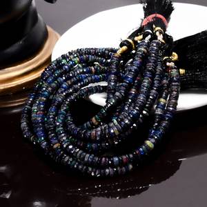 Black Ethiopian <b>Opal</b> Faceted Rondelle Beads Natural Gemstone Loose Beads for Jewelry Making Necklace <b>Bracelet</b> DIY Supply - Product Image 4