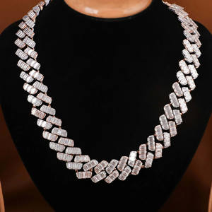 Personnalisé 18mm Moissanite Diamant Cubain Lien Chaîne 925 Sterling Argent Rose Or Hip Hop Luxe Miami Style Corps Bijoux à Cadeau - Product Image 1