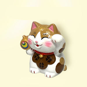 Chat chanceux Sculptures Fengshui Statue montrer pièces résine artisanat pour la maison mignon dessin animé Animal Sculpture décor à la maison - Product Image 3