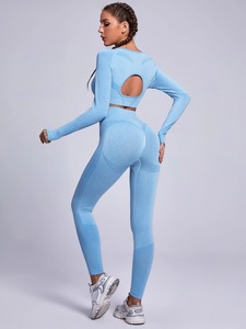Lady's High Waist Yoga Workout Sports <b>Top</b> <b>and</b> <b>Leggings</b> Two-Piece <b>Seamless</b> Gym Fitness <b>Sets</b> Plus Size Wholesale Price - Product Image 6