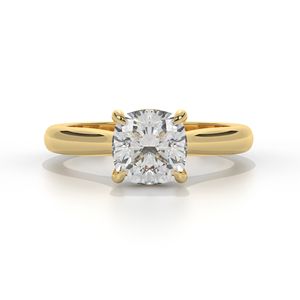 Anillo de Compromiso con Diamante Cultivado en Laboratorio de 1 Quilate, Corte Cojín, en Oro Amarillo, Rosa o Blanco de 10K, 14K o 18K, para Fiestas y Aniversarios - Product Image 1