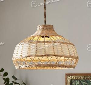 Creative Rattan Design Handmade Bamboo Chandelier <b>Natural</b> Woven <b>Shade</b> Covers Rattan Hand Woven Pendant <b>Lights</b> For Indoor Outdoor - Product Image 1