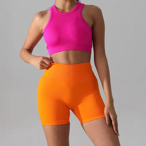 ¡Novedad de 2025! Pantalones de gimnasio para mujer, pantalones cortos ajustados de secado rápido con logotipo personalizado para entrenamiento, pantalones cortos de motociclista para correr, pantalones cortos sólidos sin costuras con logotipo para mujer - Product Image 1