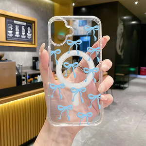 Custodia magnetica ricaricabile Bowknot trasparente per telefono cellulare su misura all'ingrosso accessori per telefono <span class=keywords><strong>Barbie</strong></span> per iPhone 17 Pro Max - Product Image 5