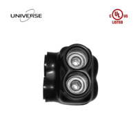   Connecteur de câblage isolé noir à 2 ports, raccord mécanique à double entrée pour fils en cuivre et aluminium de 4 AWG-500 Kcmil