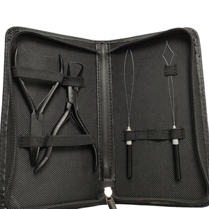 Herramientas de extensión de pelo de color negro al por mayor Juego de alicates de extensión kit de extensión de pelo de punta de ángulo largo profesional de acero inoxidable - Product Image 3