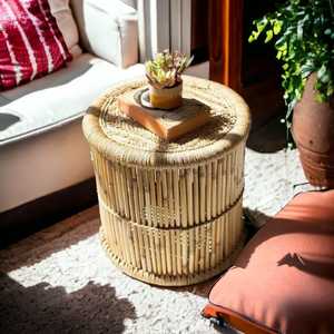Round Coffee <b>Table</b> Vintage Rattan Pedestal Side <b>Table</b> Style Modern Rattan Creative Living Room Home Furniture Tea Coffee <b>Table</b> - Product Image 2