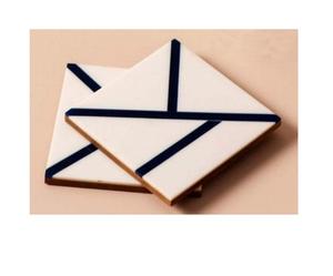 Premium Blue Patterned Wooden <b>Coasters</b> Set with Stylish Storage Box for Elegant Decorative Table Display End - Product Image 2